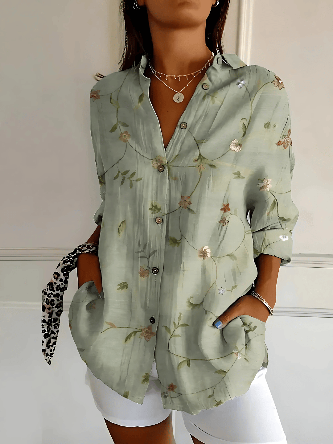 Viviana | Blouse en Coton à Motif Vague Florale