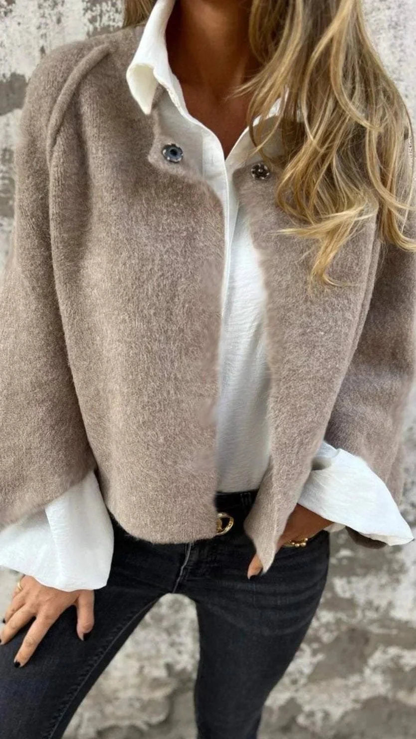 Lenoir™ | Manteau en Laine avec Col Rond et Manches Longues