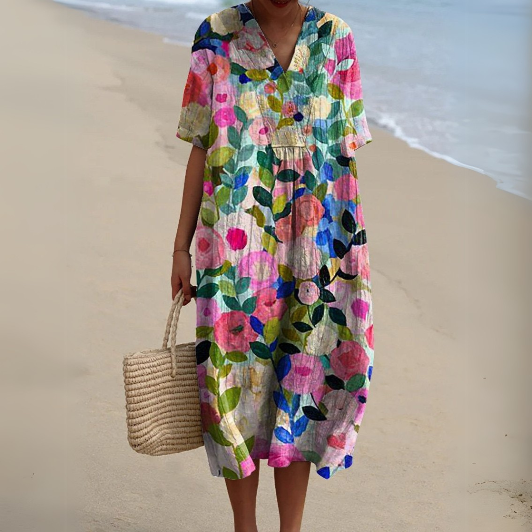Claire | Robe d’été fleurie à encolure en V élégante
