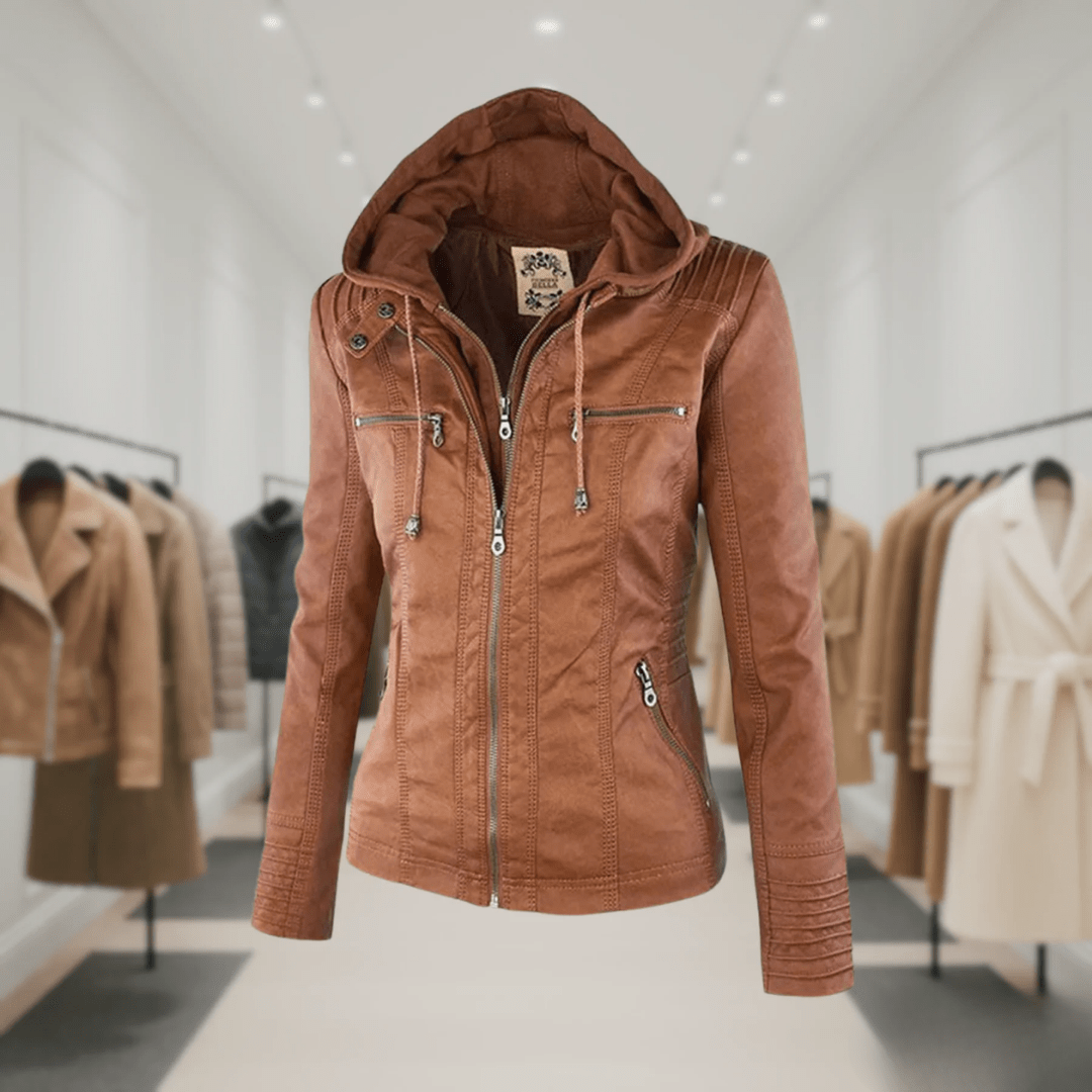 Odessa | Veste En Cuir Imperméable À Capuche - Verona Botique