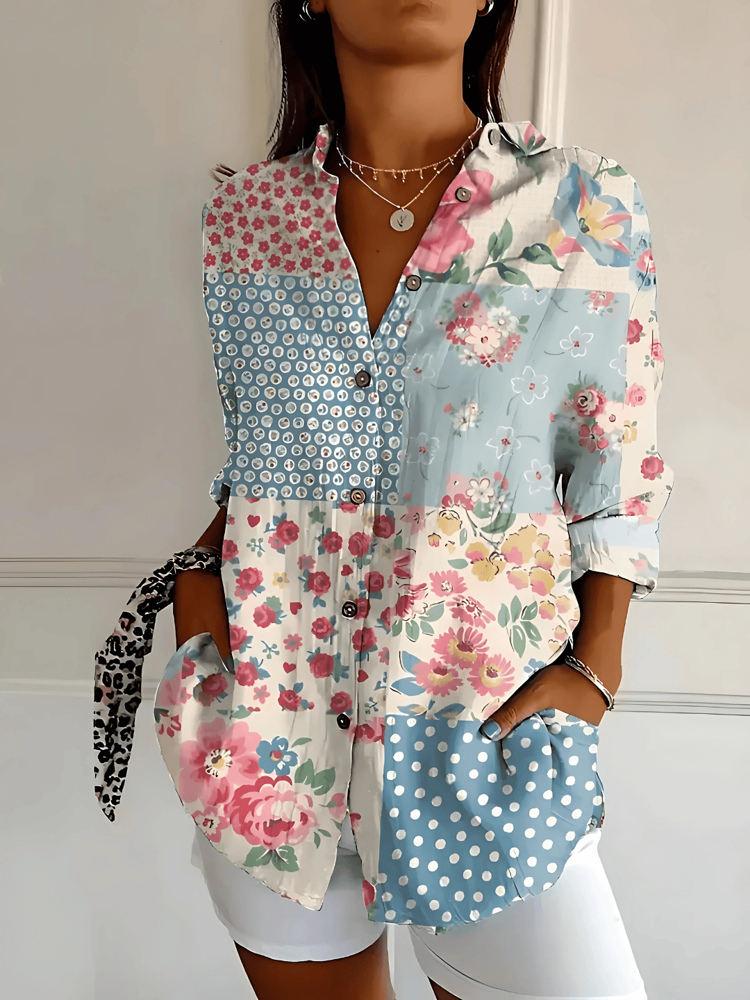 Viviana | Blouse en Coton à Motif Vague Florale