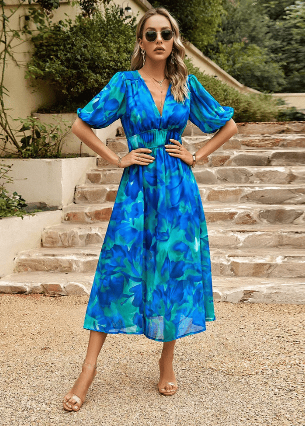 Estella | Robe Midi Florale Flatteuse