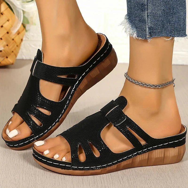 Emily™ – Sandales Orthopédiques Ouvertes en Cuir Véritable
