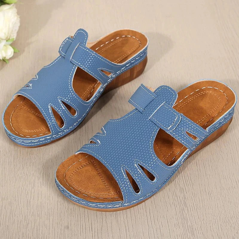 Emily™ – Sandales Orthopédiques Ouvertes en Cuir Véritable