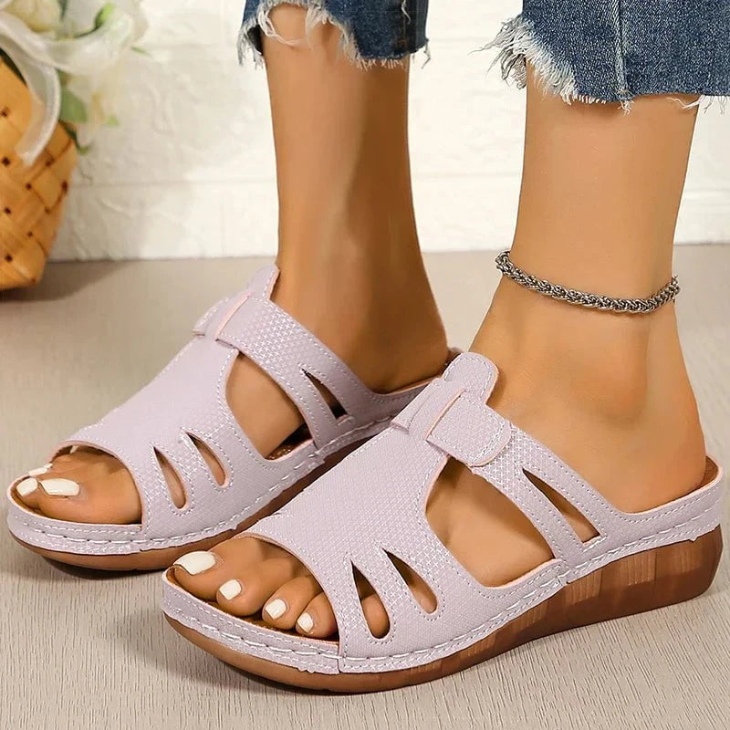 Emily™ – Sandales Orthopédiques Ouvertes en Cuir Véritable