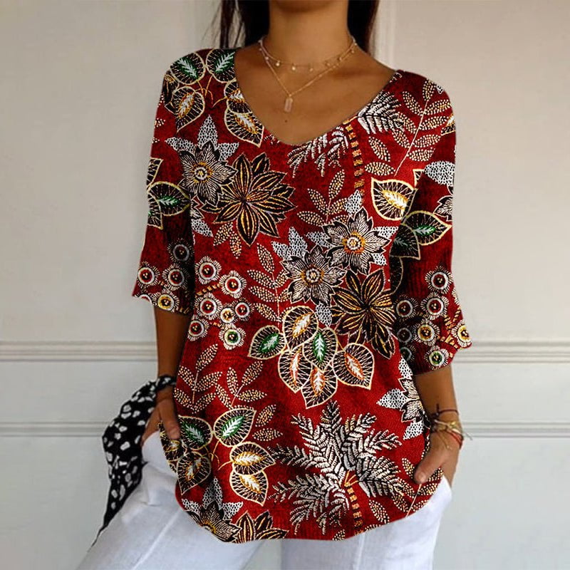 Soline™ – Blouse fluide à imprimé feuillage