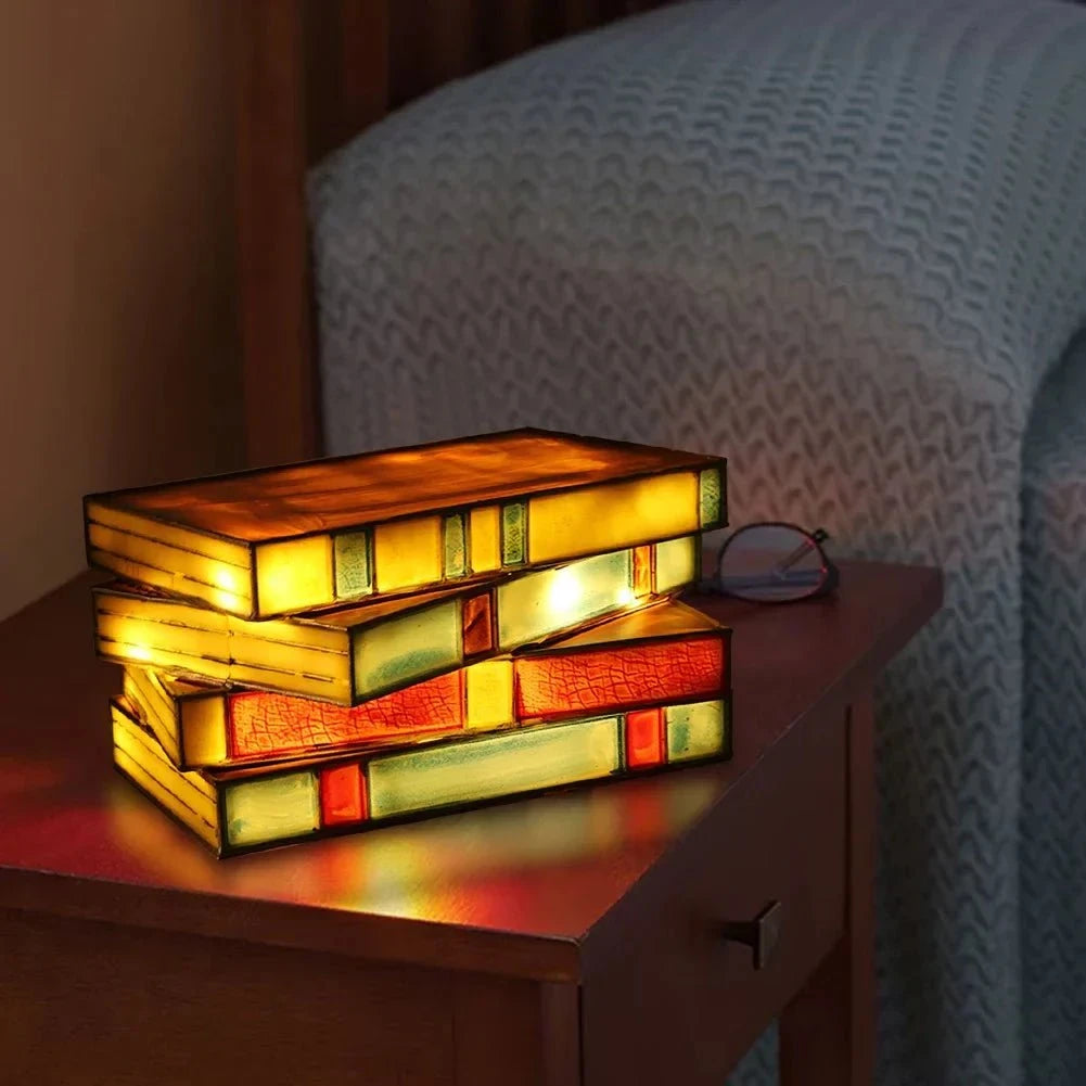Lampe de chevet artisanale en vitrail – Pièce unique faite à la main