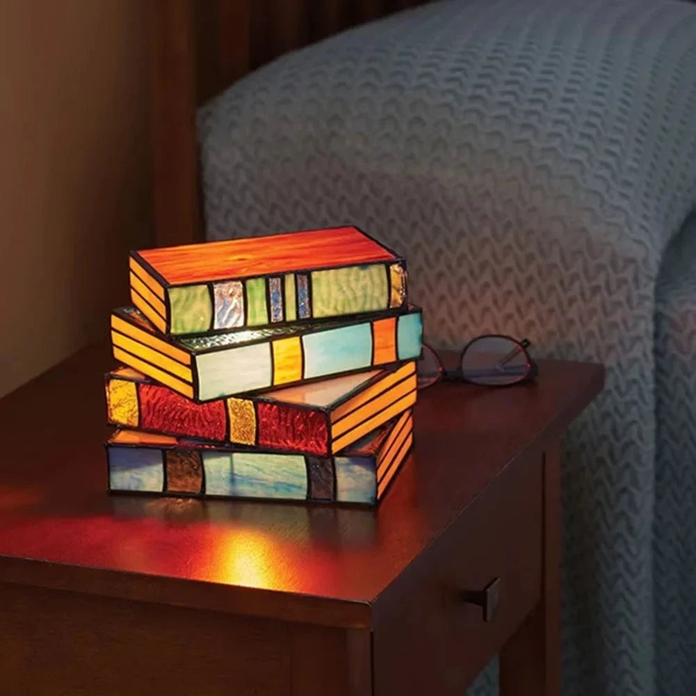 Lampe de chevet artisanale en vitrail – Pièce unique faite à la main
