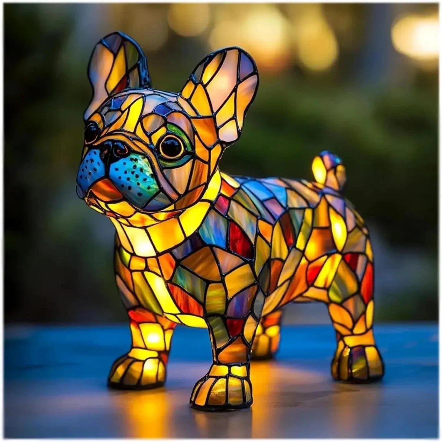 LumiPug™ – Veilleuse Vitrail en Résine