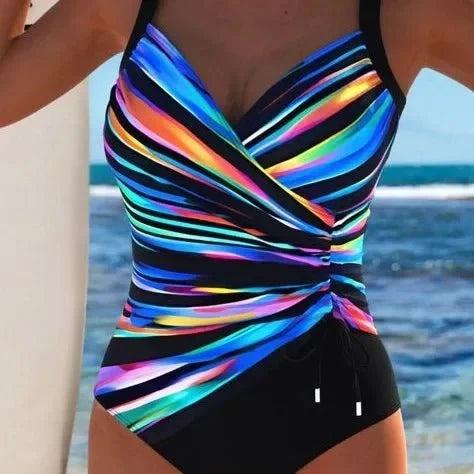 Solea™ – Maillot Une-Pièce Sculptant à Imprimé Feuilles & Croisé Élégant
