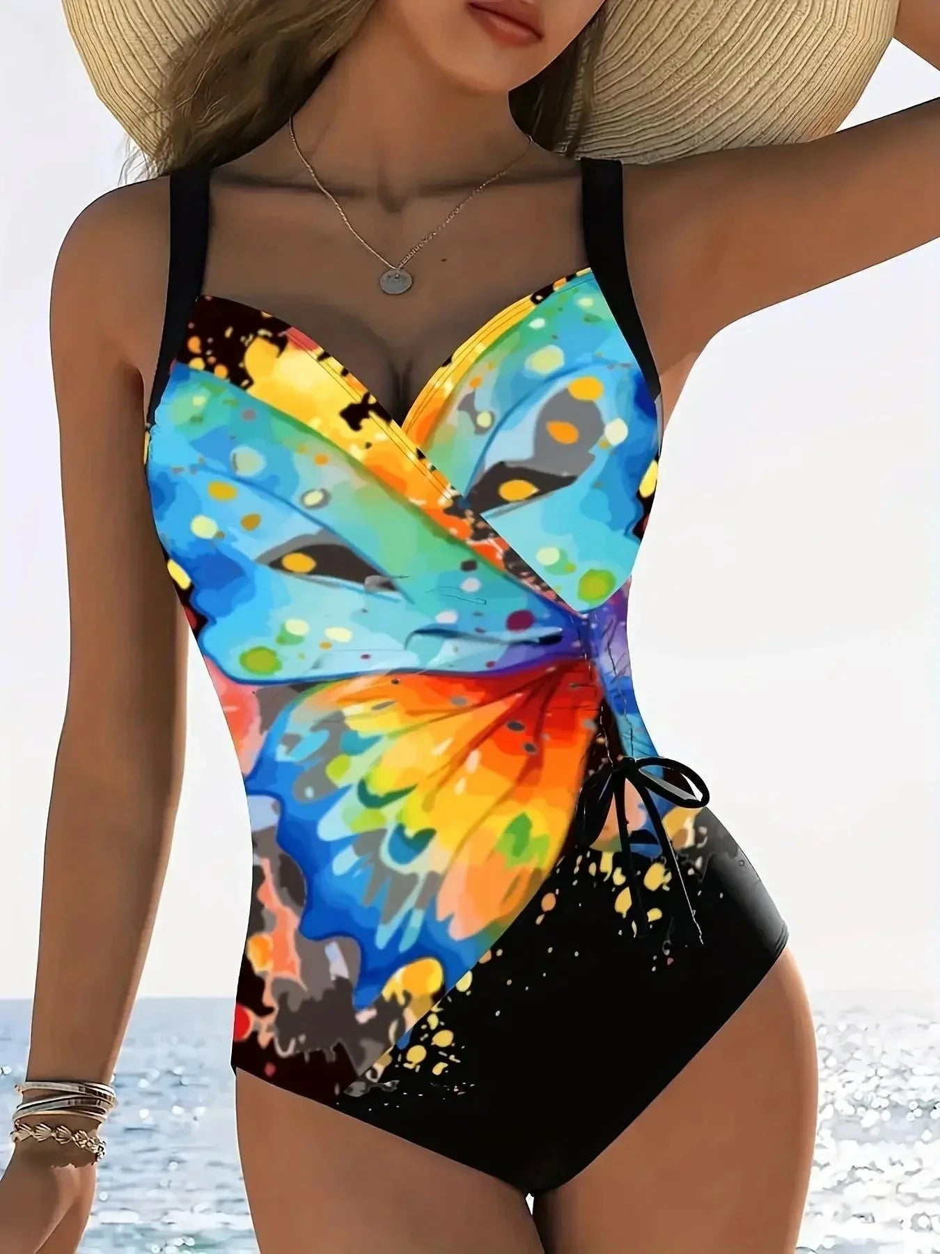 Solea™ – Maillot Une-Pièce Sculptant à Imprimé Feuilles & Croisé Élégant