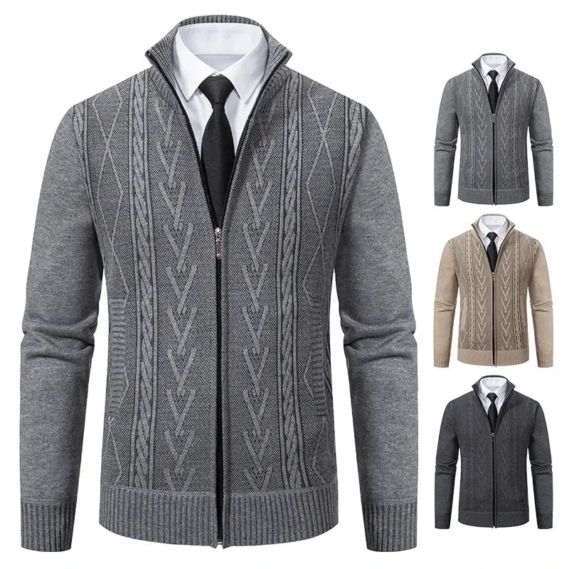 Théodore™ – Cardigan zippé en maille torsadée