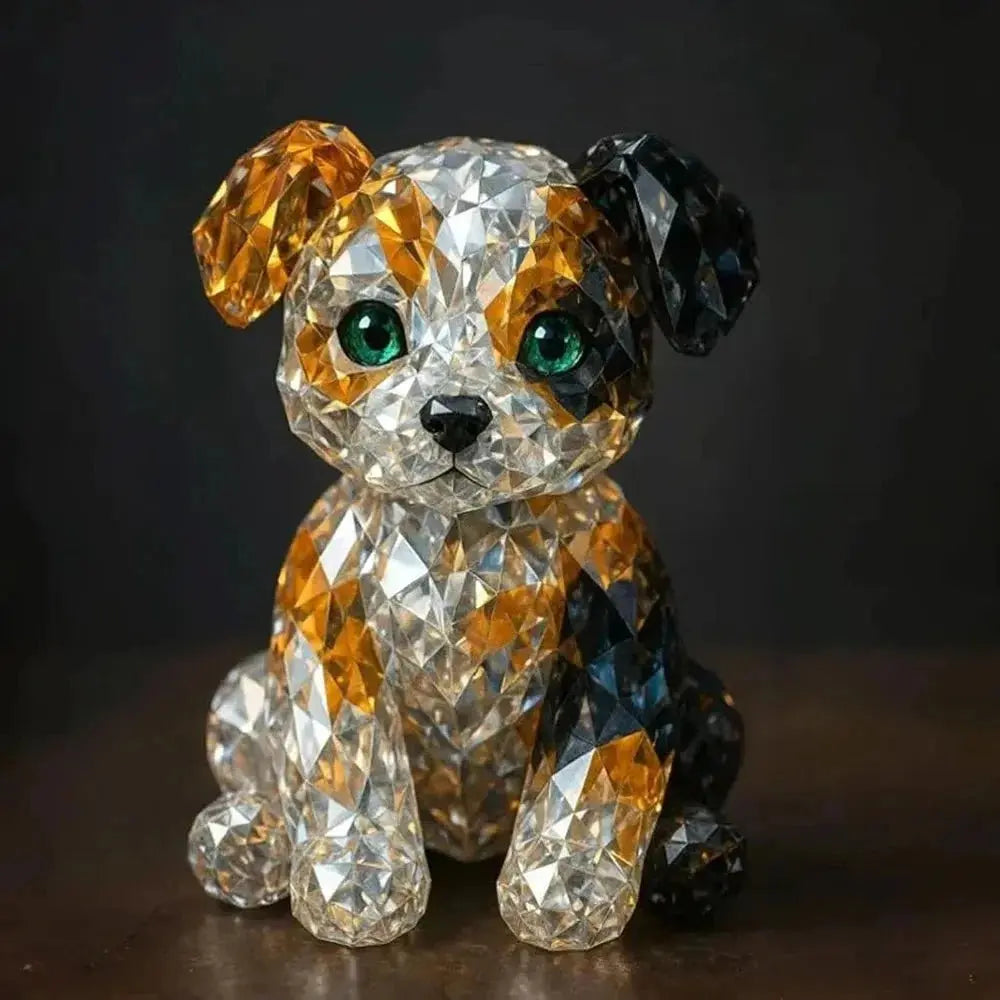Statuette animale en cristal fait main – Artisanat unique en verre et cristal