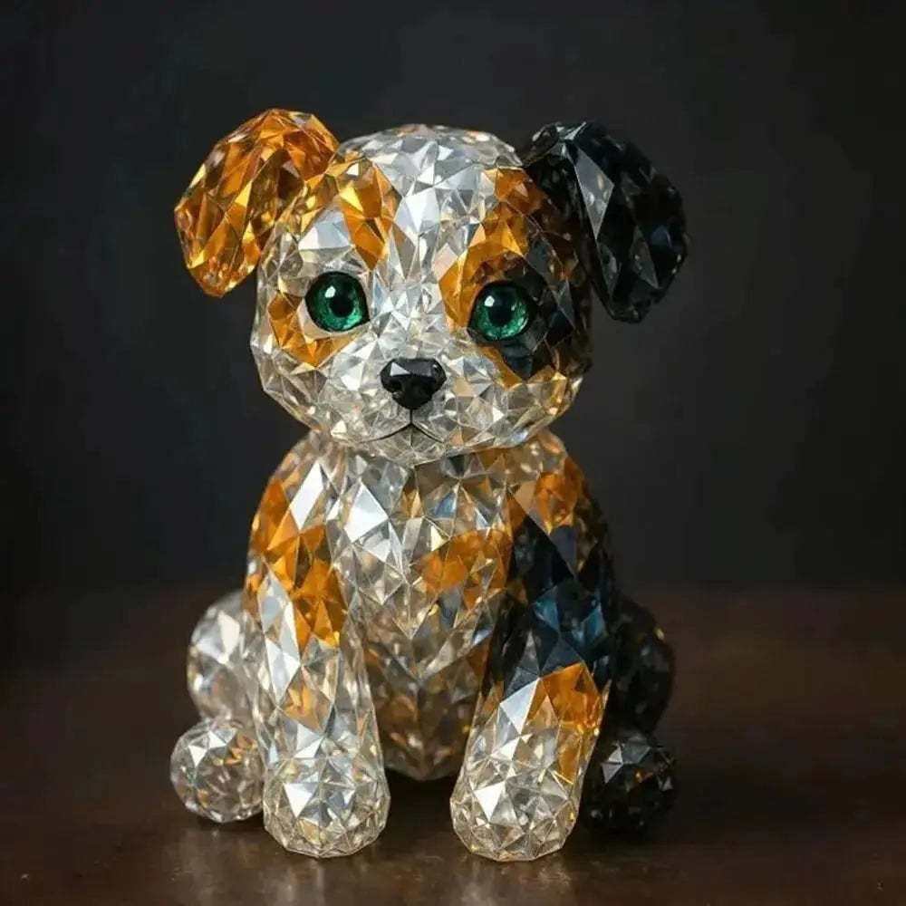 Statuette animale en cristal fait main – Artisanat unique en verre et cristal