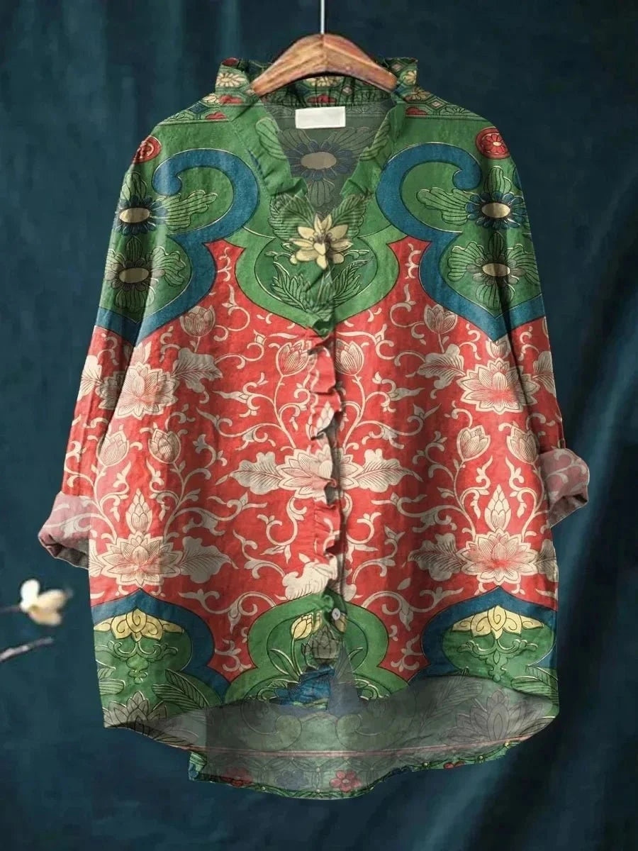LINA™ – Blouse Artistique en Lin & Coton