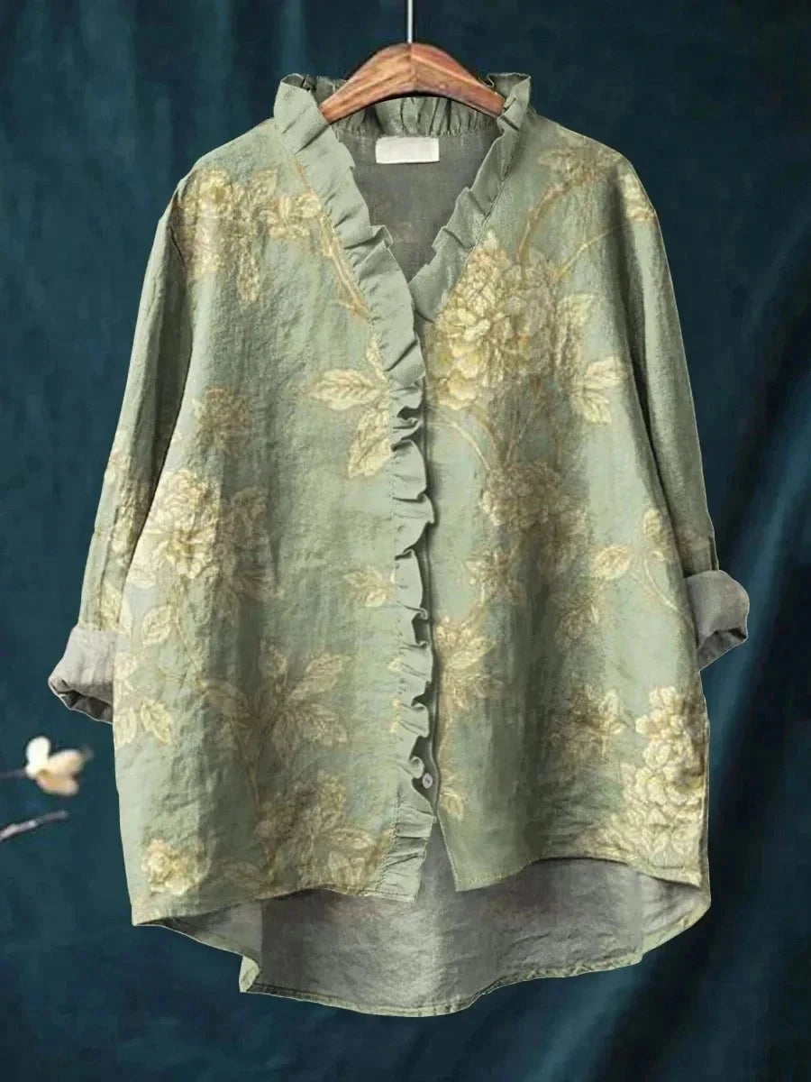 LINA™ – Blouse Artistique en Lin & Coton