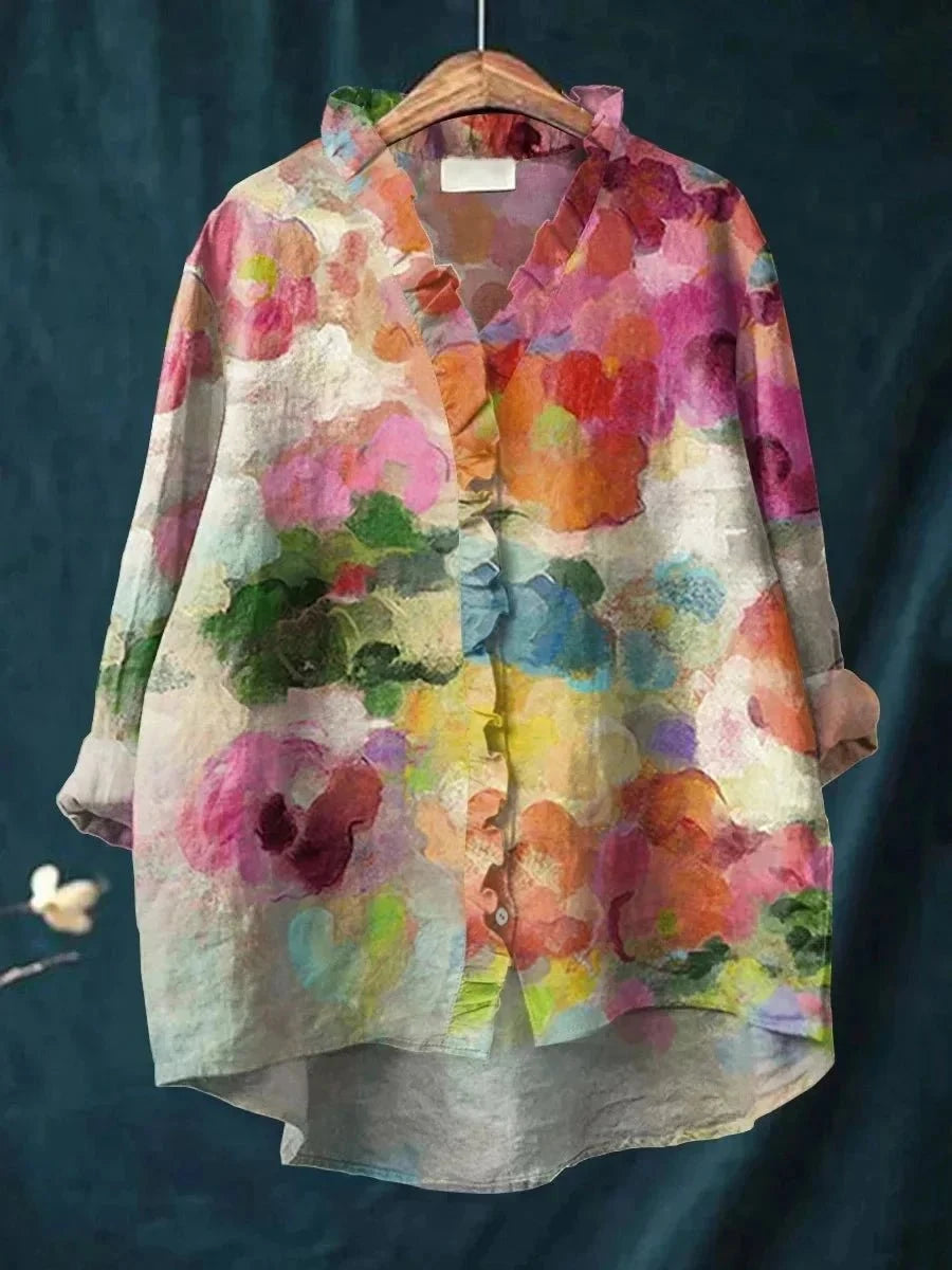 LINA™ – Blouse Artistique en Lin & Coton