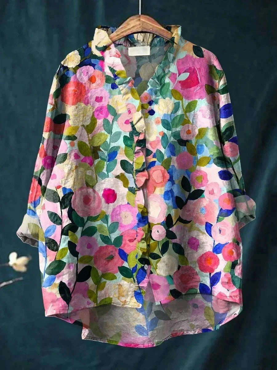 LINA™ – Blouse Artistique en Lin & Coton
