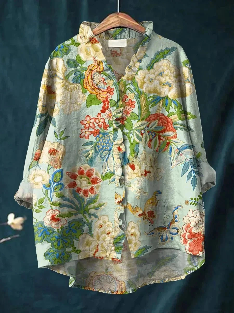 LINA™ – Blouse Artistique en Lin & Coton