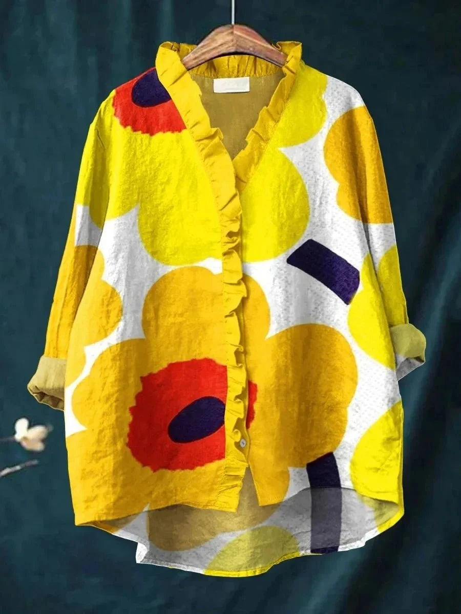 LINA™ – Blouse Artistique en Lin & Coton