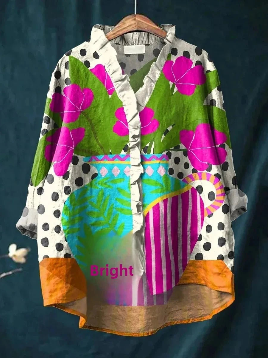 LINA™ – Blouse Artistique en Lin & Coton