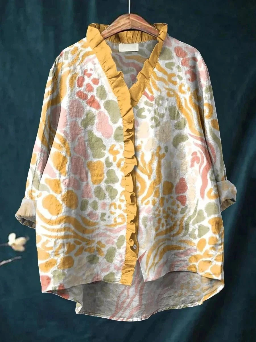 LINA™ – Blouse Artistique en Lin & Coton