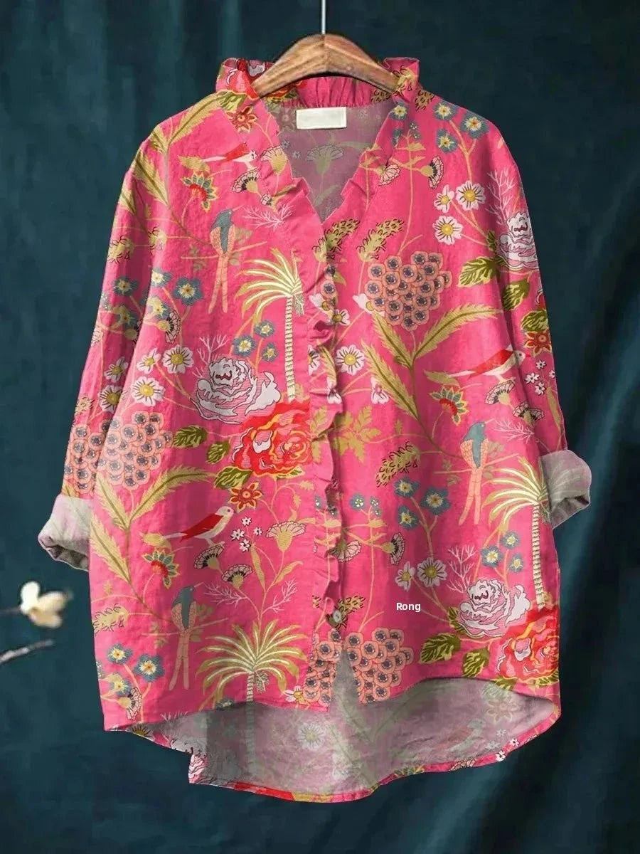 LINA™ – Blouse Artistique en Lin & Coton