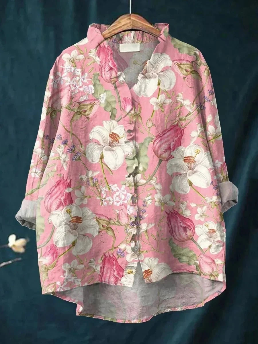 LINA™ – Blouse Artistique en Lin & Coton