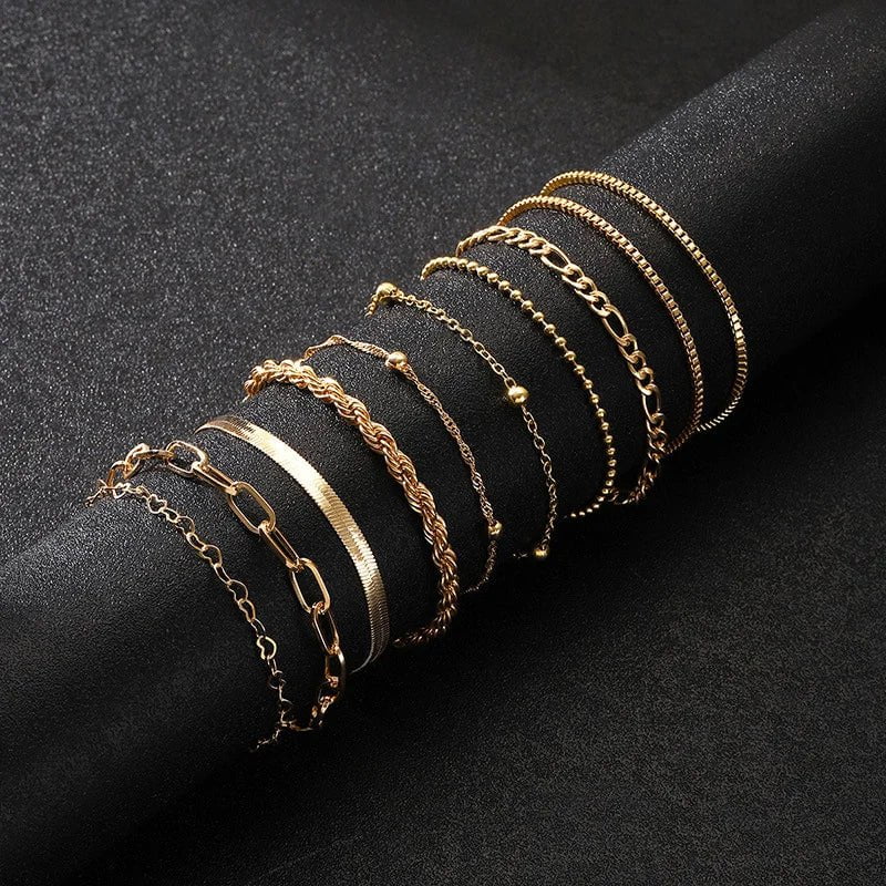Aurélia™ – 10 Bracelets dorés à la feuille d’or, résistants à l’eau