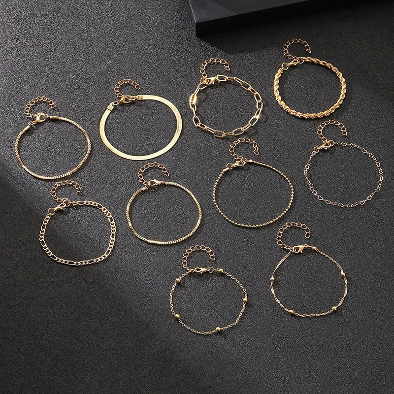 Aurélia™ – 10 Bracelets dorés à la feuille d’or, résistants à l’eau