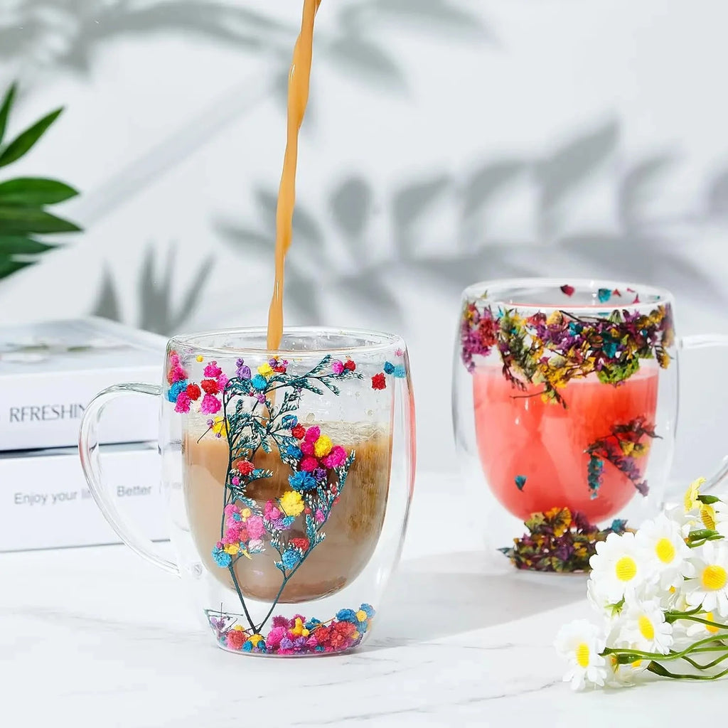 Élise™ – Tasse fleurie en verre soufflé