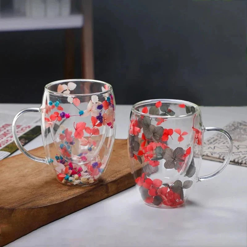 Élise™ – Tasse fleurie en verre soufflé