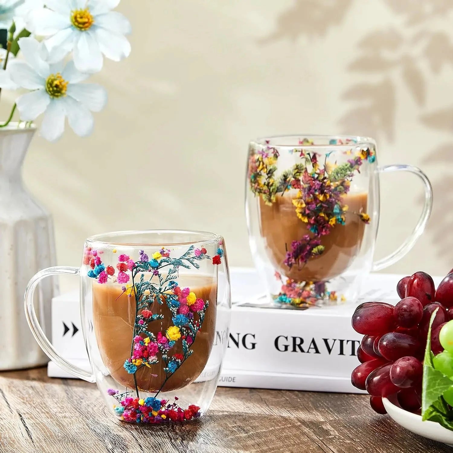 Élise™ – Tasse fleurie en verre soufflé