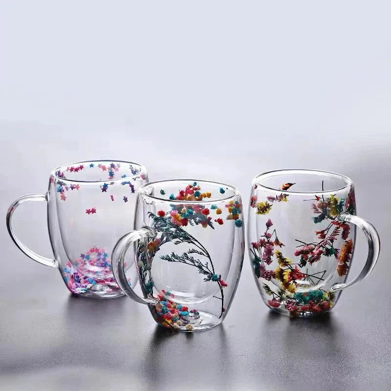 Élise™ – Tasse fleurie en verre soufflé