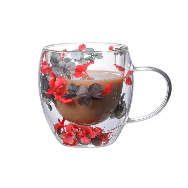 Élise™ – Tasse fleurie en verre soufflé