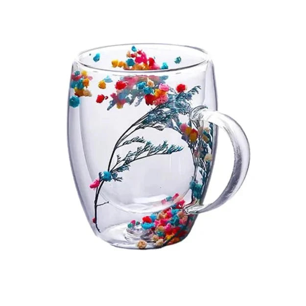 Élise™ – Tasse fleurie en verre soufflé