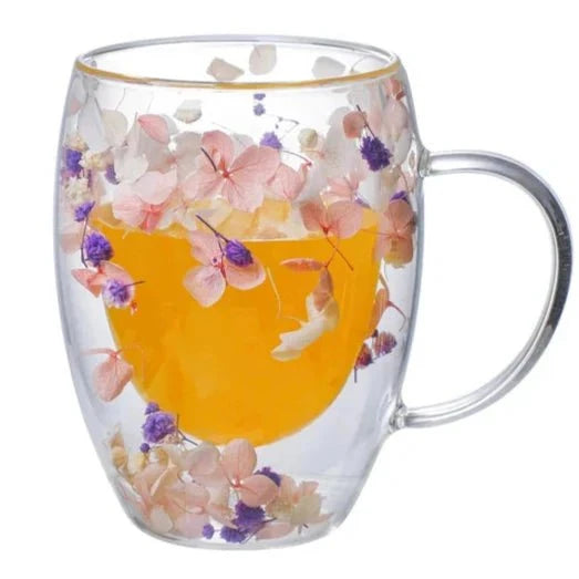 Élise™ – Tasse fleurie en verre soufflé
