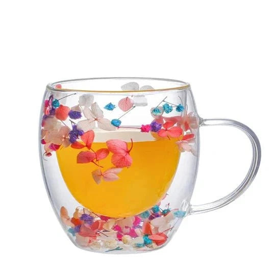 Élise™ – Tasse fleurie en verre soufflé
