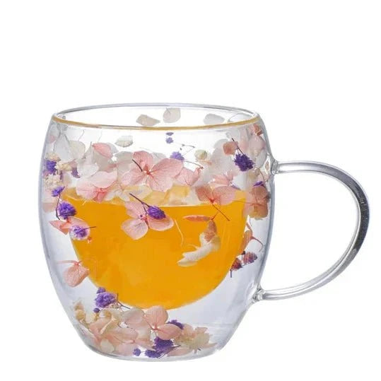 Élise™ – Tasse fleurie en verre soufflé