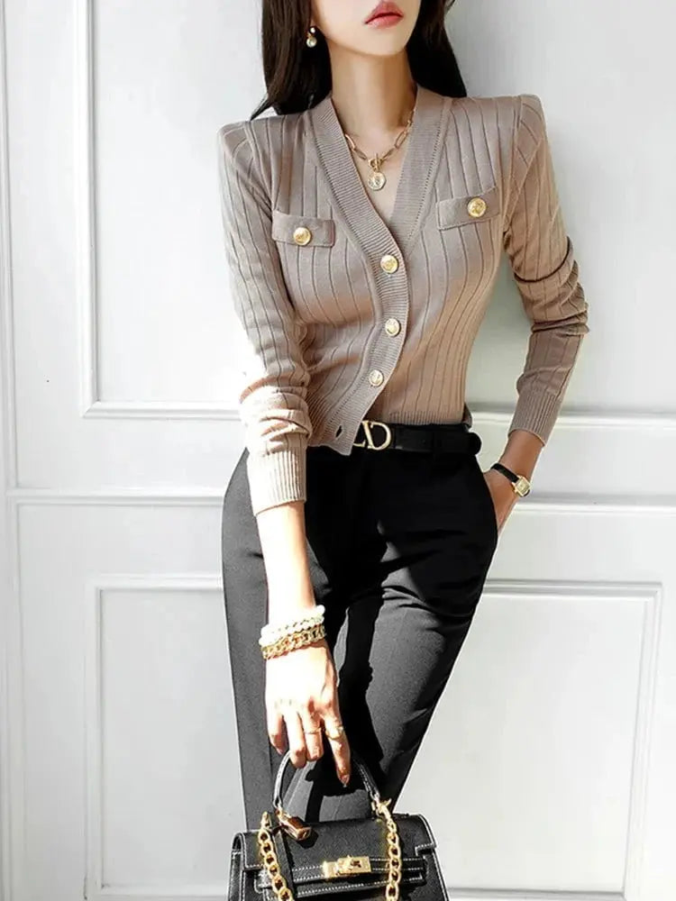 Soline™ – cardigan structuré à boutons dorés