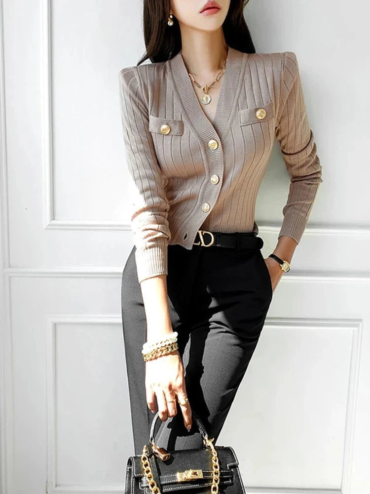 Soline™ – cardigan structuré à boutons dorés