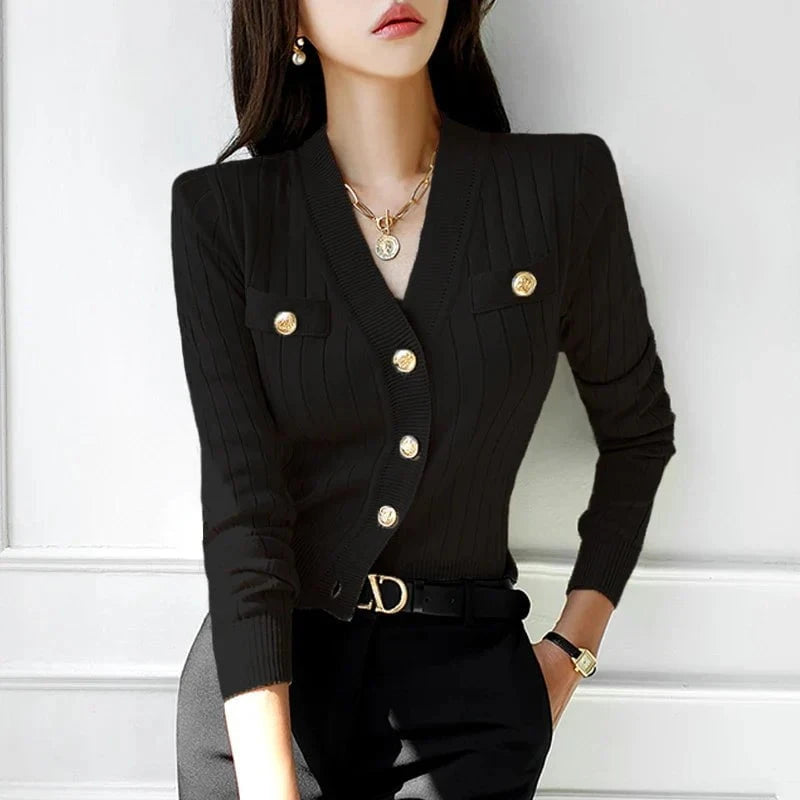 Soline™ – cardigan structuré à boutons dorés