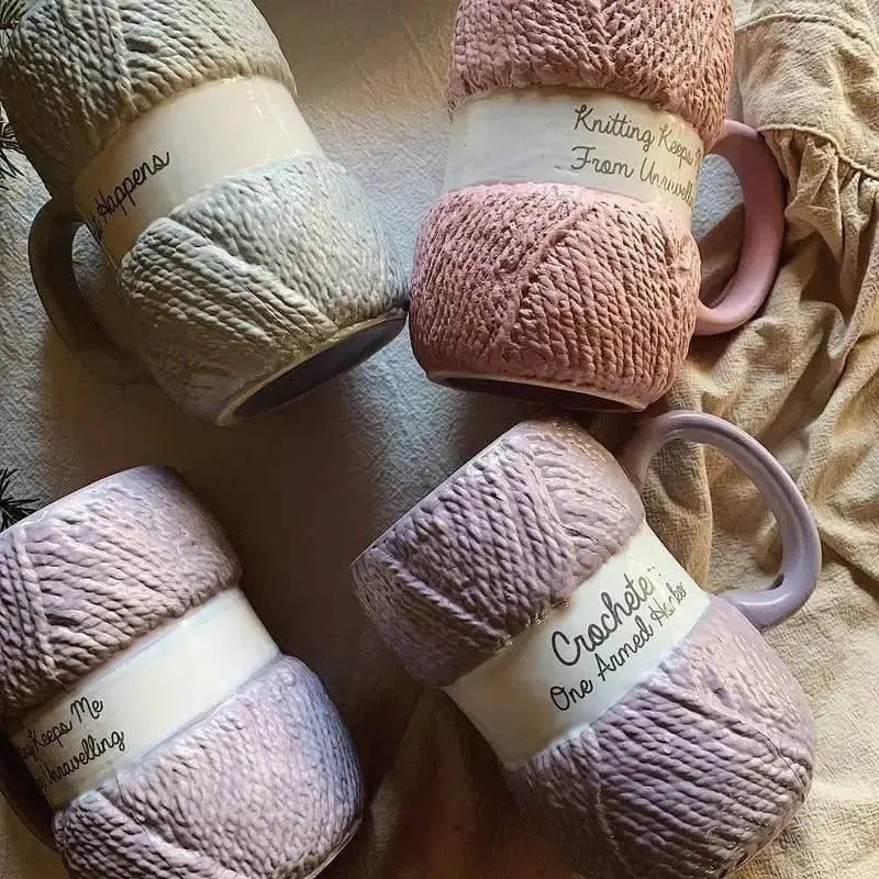 Tricot Douillet™ – Tasse en céramique à effet tricot