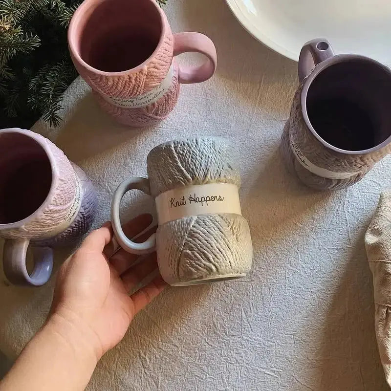 Tricot Douillet™ – Tasse en céramique à effet tricot