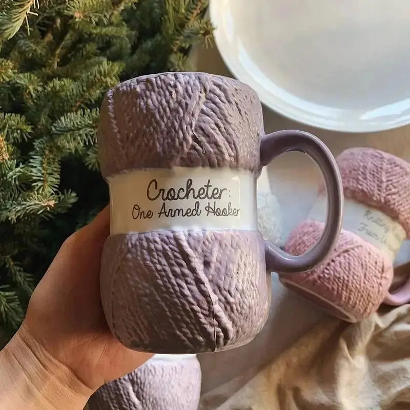 Tricot Douillet™ – Tasse en céramique à effet tricot