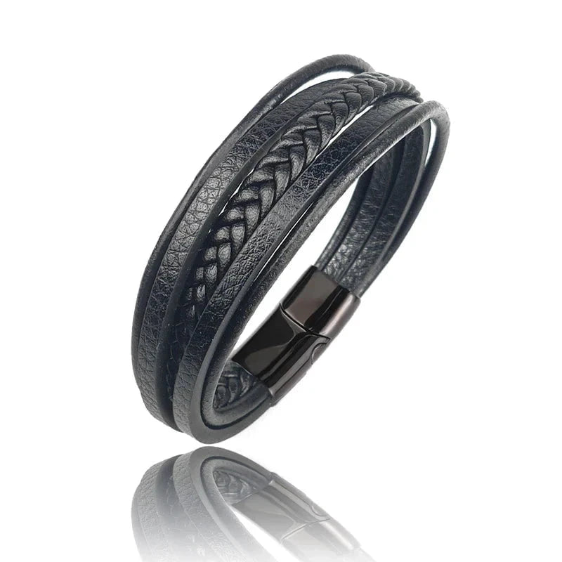 Léonard™ – Le Bracelet en Cuir Véritable, Élégance Tressée au Poignet