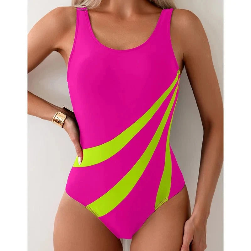 Lina™ – Maillot Une-Pièce Sculptant à Motifs Contrastés