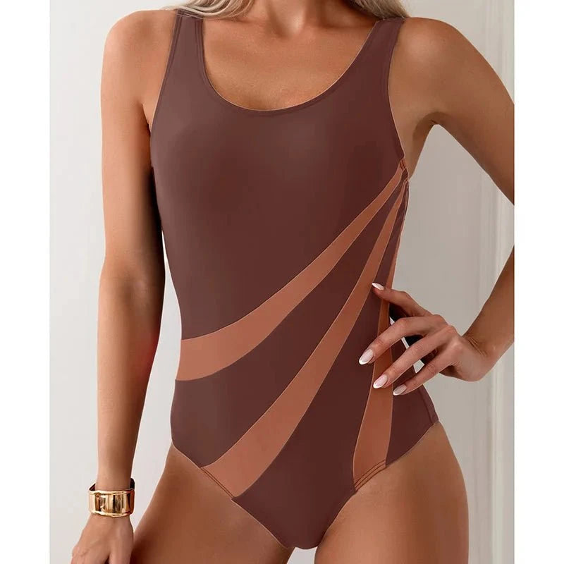 Lina™ – Maillot Une-Pièce Sculptant à Motifs Contrastés