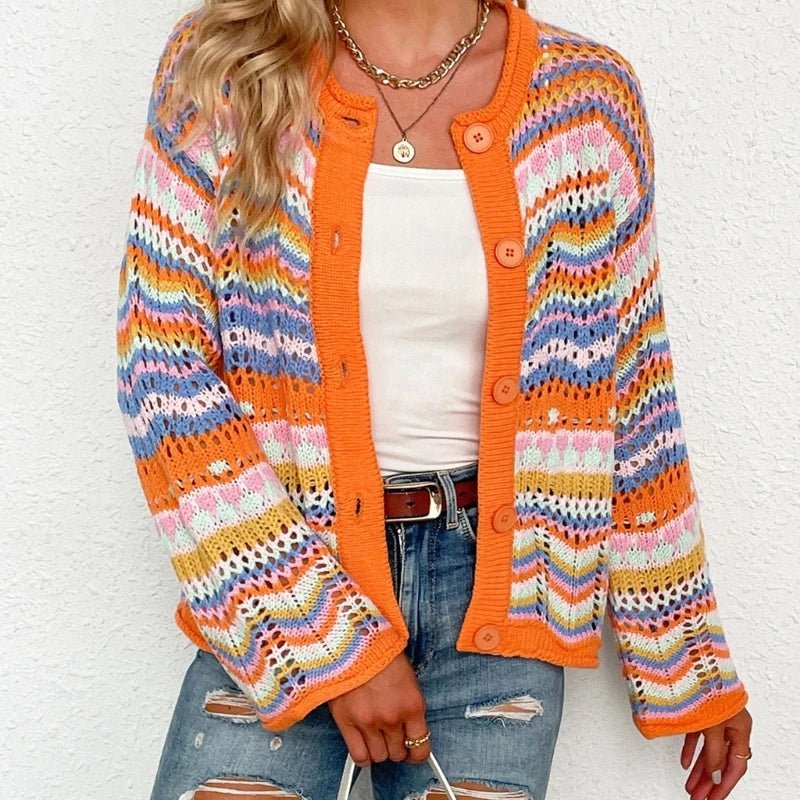 Solène™ – Cardigan bohème tricoté main