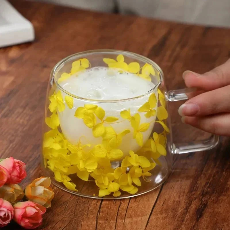 Floréa™ – Tasse en verre fleurie, faite main